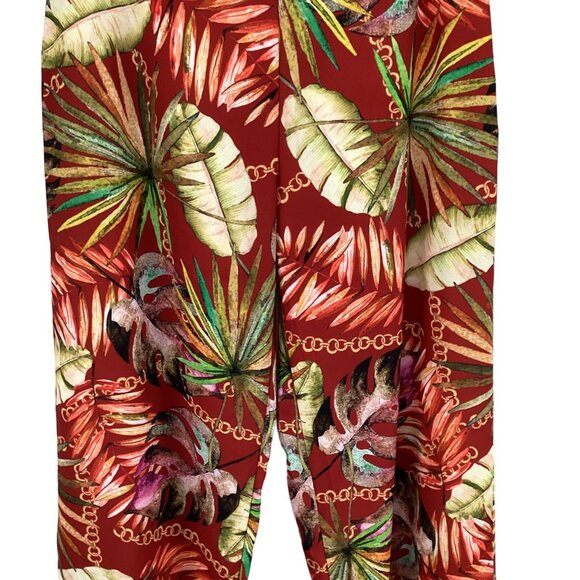 Guess Wide-Leg Pants Size XS Xsmall‎ Leta Tropical Print Red High-Rise - Picture 6 of 12